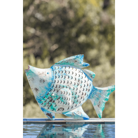 METAL BLUE FISH DECOR M