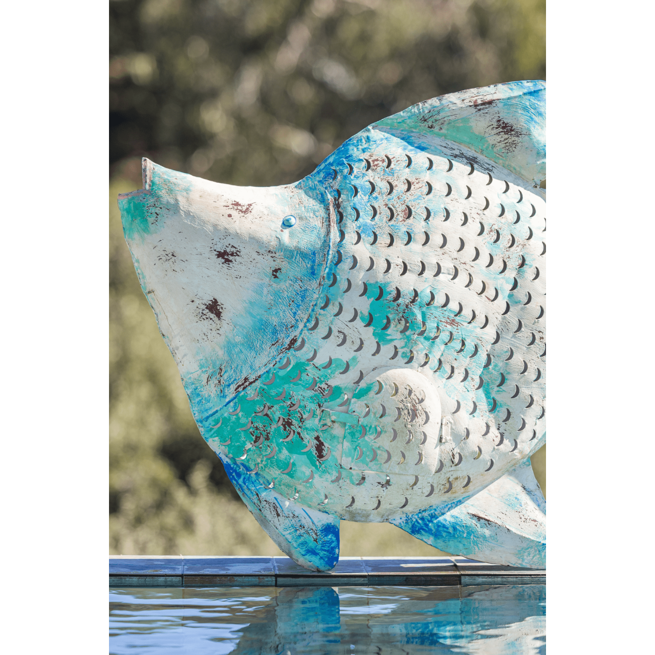 METAL BLUE FISH DECOR L