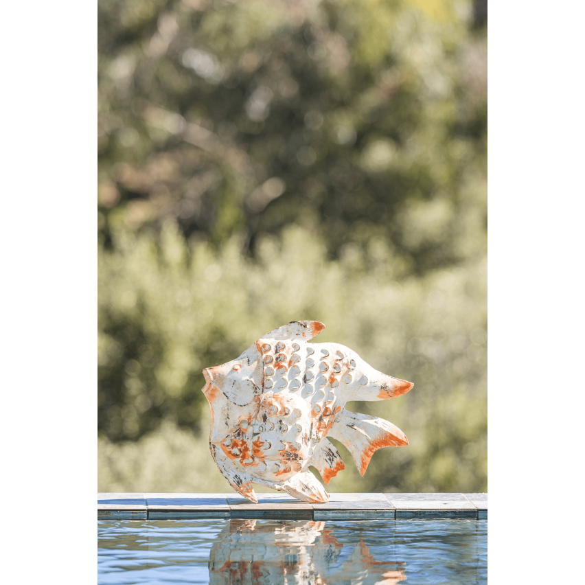 METAL ORANGE FISH DECOR S