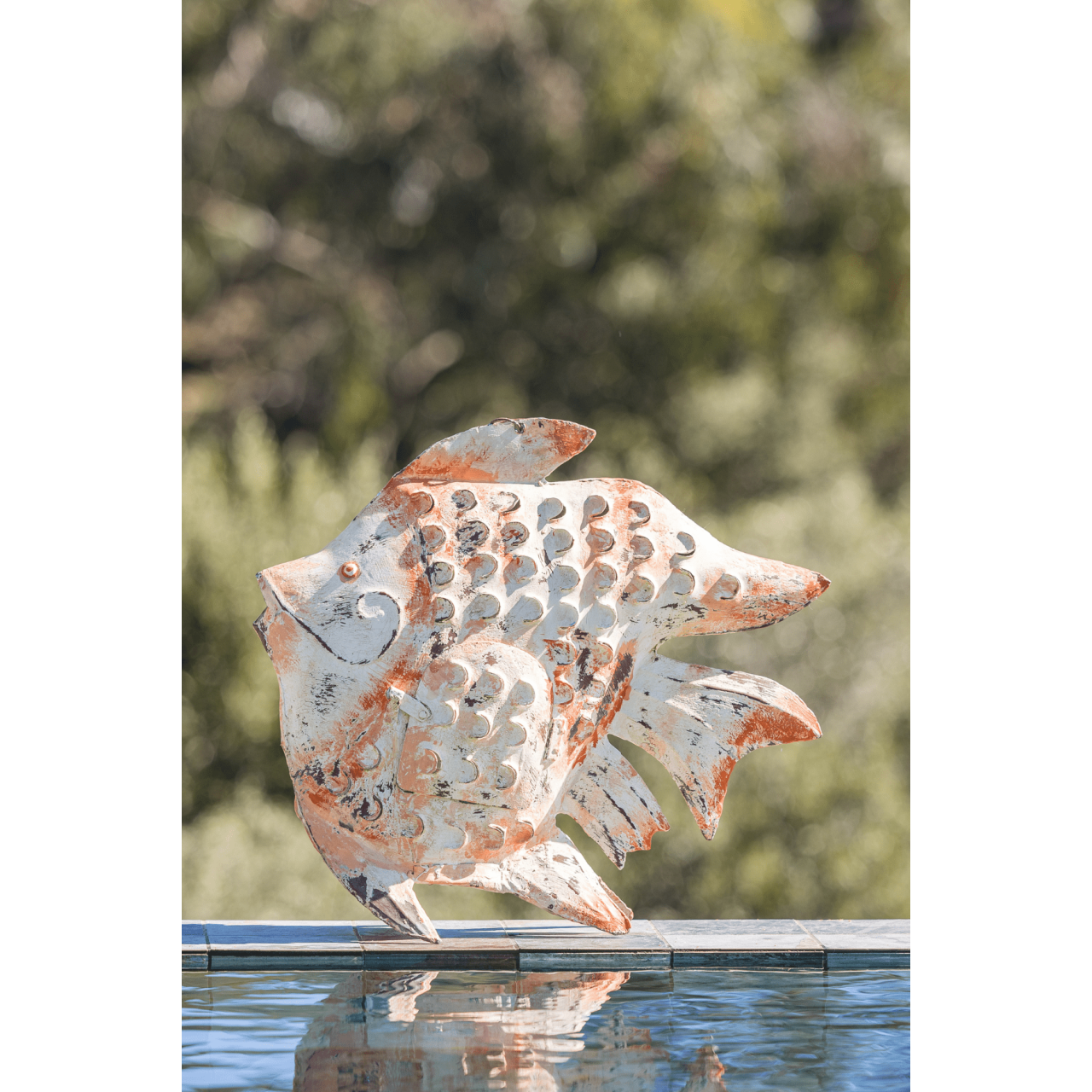 METAL ORANGE FISH DECOR M