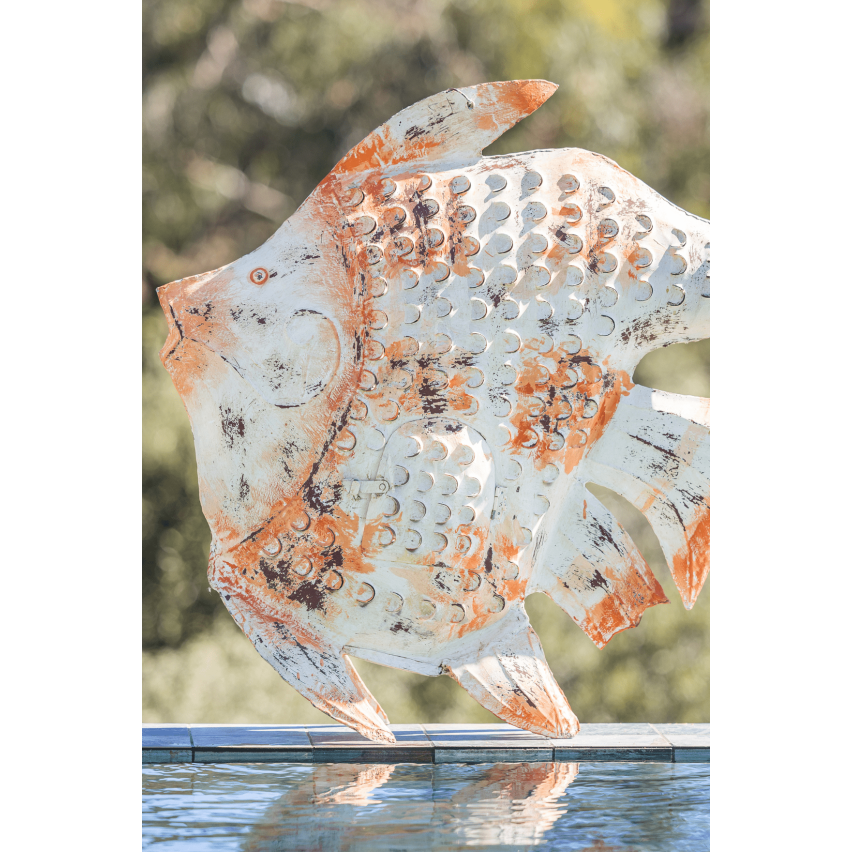 METAL ORANGE FISH DECOR L