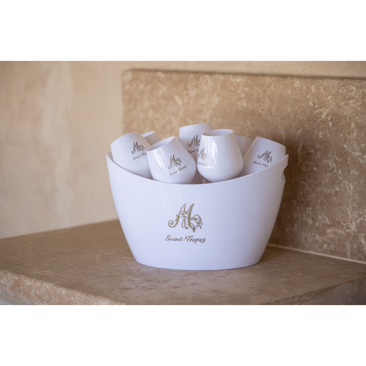 Pack Seau à glace 12L + 8 verres 55cl Doré