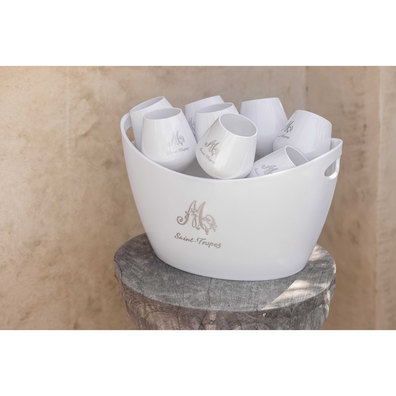 Pack Seau à glace 12L + 8 verres 55cl Silver