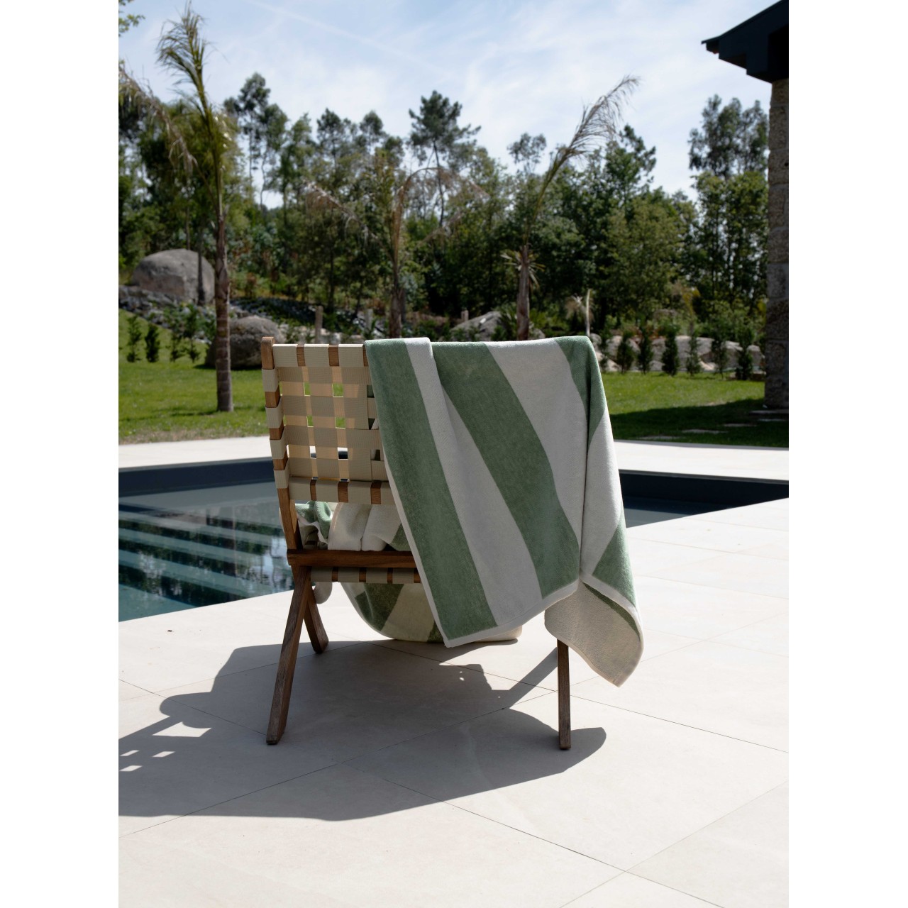 DRAP DE PLAGE REGATE BLANC/EUCALYPTO
