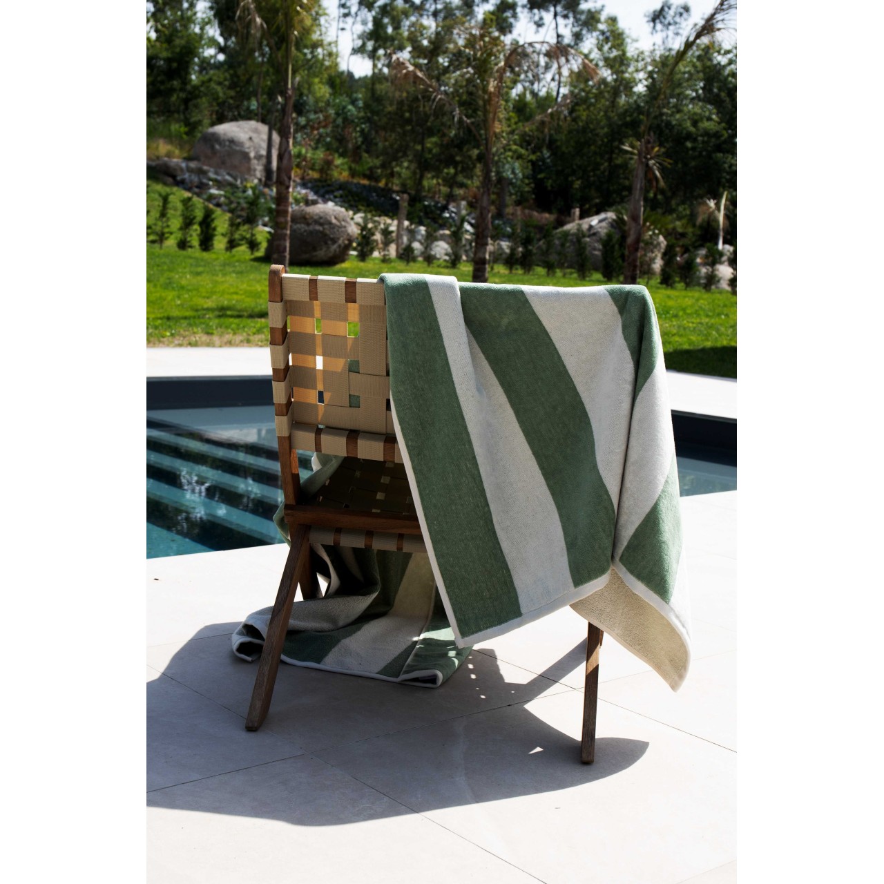 DRAP DE PLAGE REGATE BLANC/EUCALYPTO