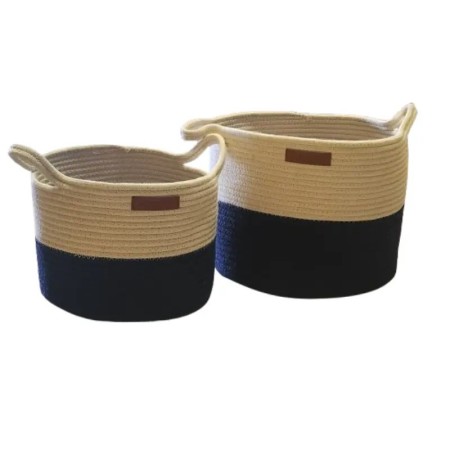 Lot de 2 paniers pour rangement – Design naturel, idéal buanderie ou dressing
