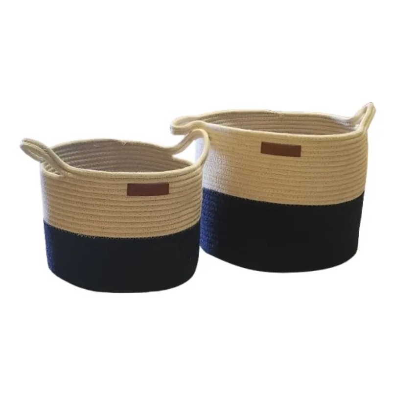 Lot de 2 paniers pour rangement – Design naturel, idéal buanderie ou dressing